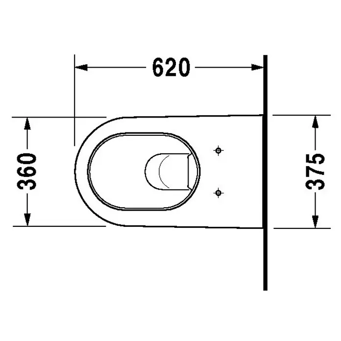 Duravit Starck 2 Wand-WC Typ 2 - Mit Spülrand, Ohne Spezialglasur, Spülform: Tief, WC Abgang: Waagerecht, Weiß