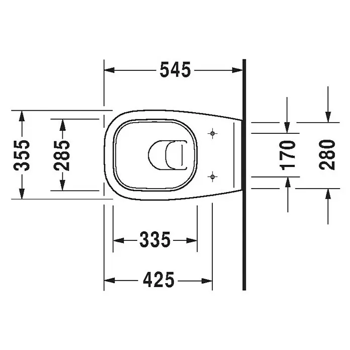 Duravit D-Code Wand-WC - Mit Spülrand, Mit antibakterieller Glasur, Spülform: Tief, WC Abgang: Waagerecht, Weiß