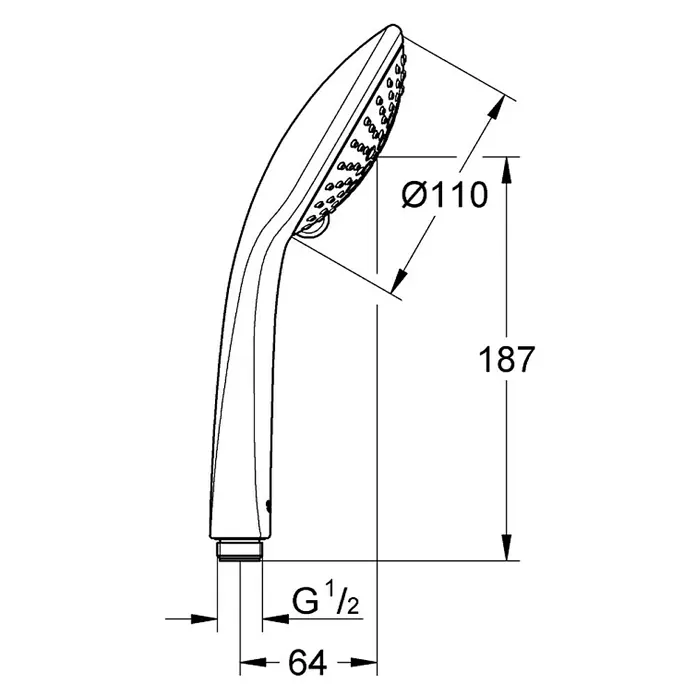 Grohe Handbrause Euphoria 110 - Anzahl Funktionen: 3 Stk., Chrom - Vorderansicht