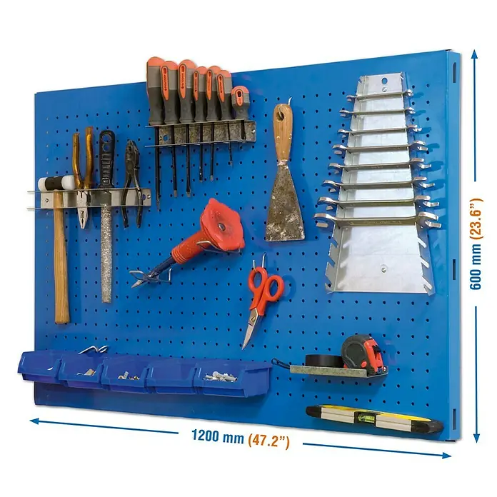 Simonrack Panelclick Lochwand - L x B: 120 x 40 cm, Blau - Linke Seitenansicht