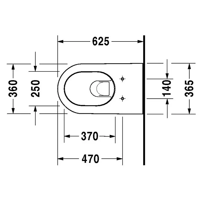 Duravit Darling New Wand-WC Typ 1 - Mit Spülrand, Mit antibakterieller Glasur, Spülform: Tief, WC Abgang: Waagerecht, Weiß