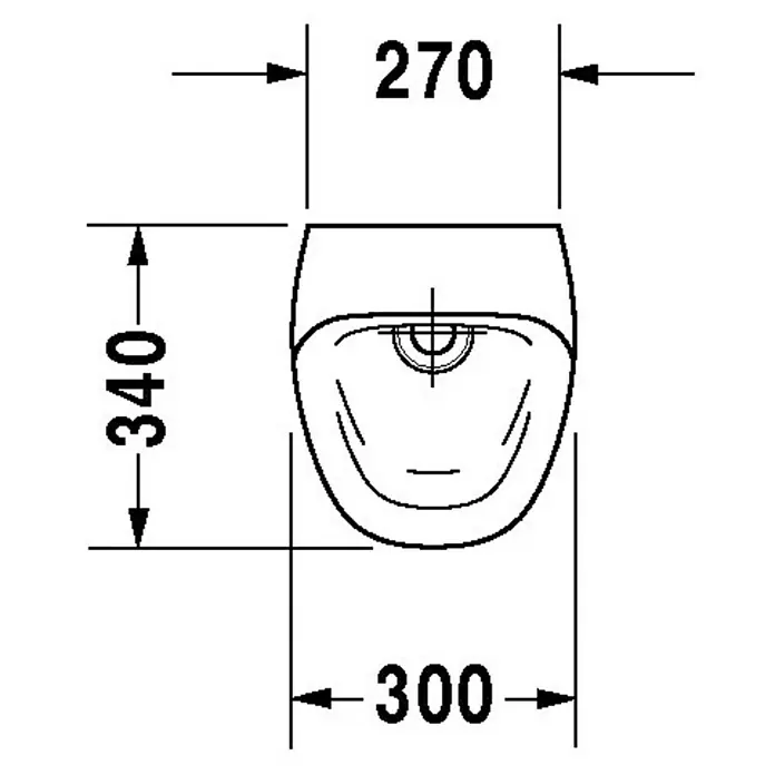 Duravit DuraStyle Urinal - Ohne Spülrand, Mit antibakterieller Glasur, Zulauf: Hinten, Absaugspülung, Farbe: Weiß, Ohne Zielobjekt - Skizze
