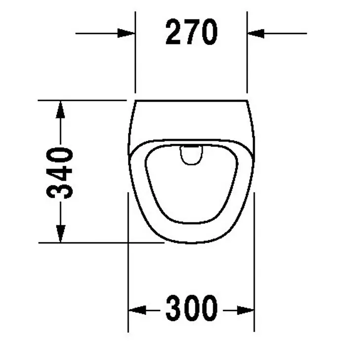 Duravit DuraStyle Urinal - Mit Spülrand, Mit schmutzabweisender Glasur, Zulauf: Hinten, Absaugspülung, Farbe: Weiß, Mit Zielobjekt - Skizze