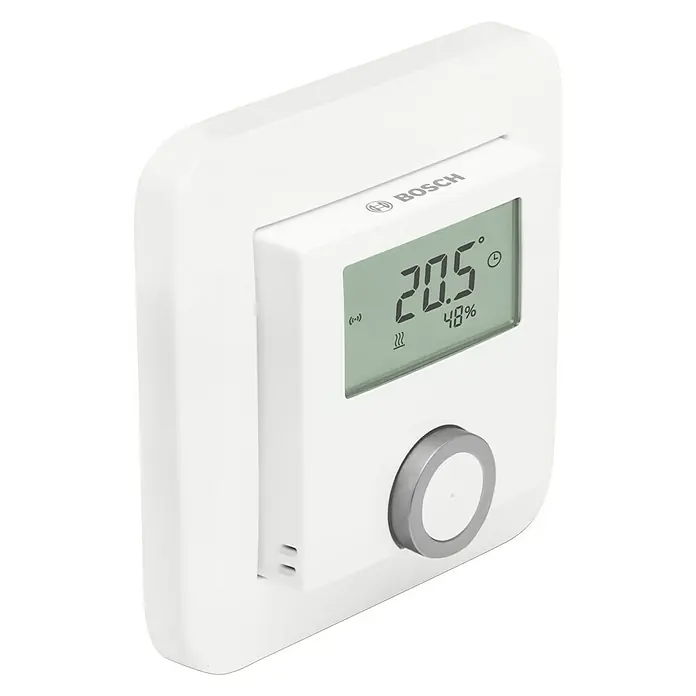 Bosch Smart Home Funk-Raumthermostat - Weiß, Batteriebetrieben, 25 x 86 x 86 mm - Rechte Seitenansicht