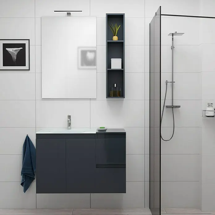Camargue Espacio Badmöbel-Set H25 - 90 cm, Gama anthrazit glänzend - Stimmungsaufnahme