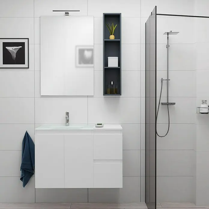 Camargue Espacio Badmöbel-Set H22 - 90 cm, Gama weiß matt - Stimmungsaufnahme