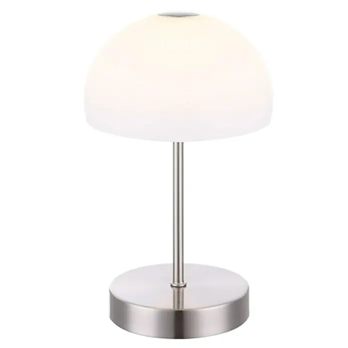 Globo Lámpara de sobremesa LED - 5 W, Níquel mate, Blanco, Opal, Blanco cálido - Vista frontal
