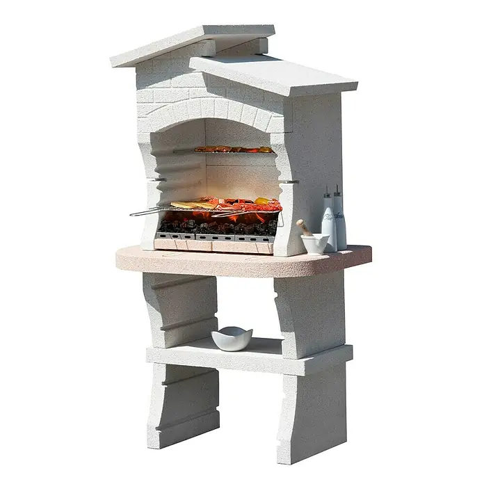 Sunday Grillkamin Assuan - Hauptgrillfläche: 60 x 40 cm, Marmoredelsplitt - Vorderansicht