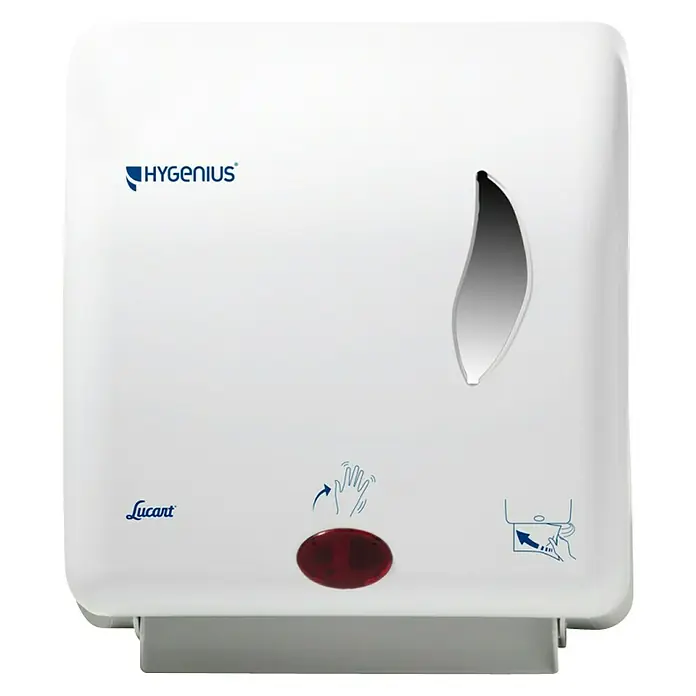Senzorski dispenzer Hygenius Hands No-Touch - Bijele boje, Plastika, Prikladno za: Role ručnika - Pogled sprijeda