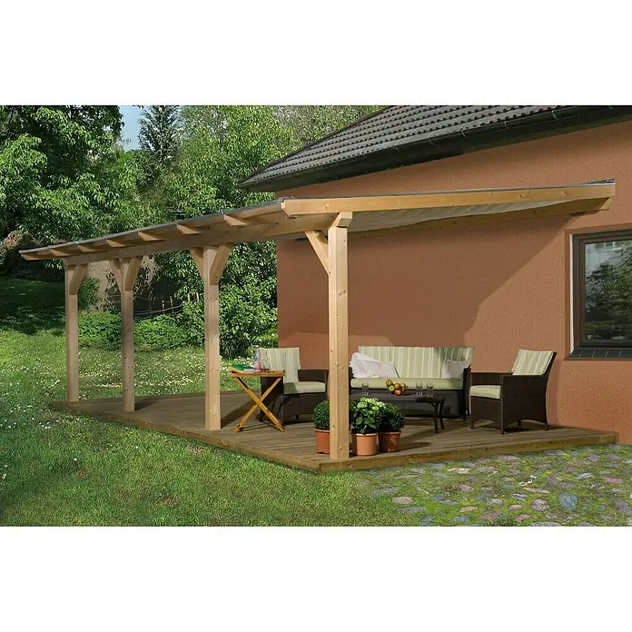 Weka Terrassenüberdachung Summer - B 6,48 x T 3,76 m, Holz, Polycarbonat - Stimmungsaufnahme
