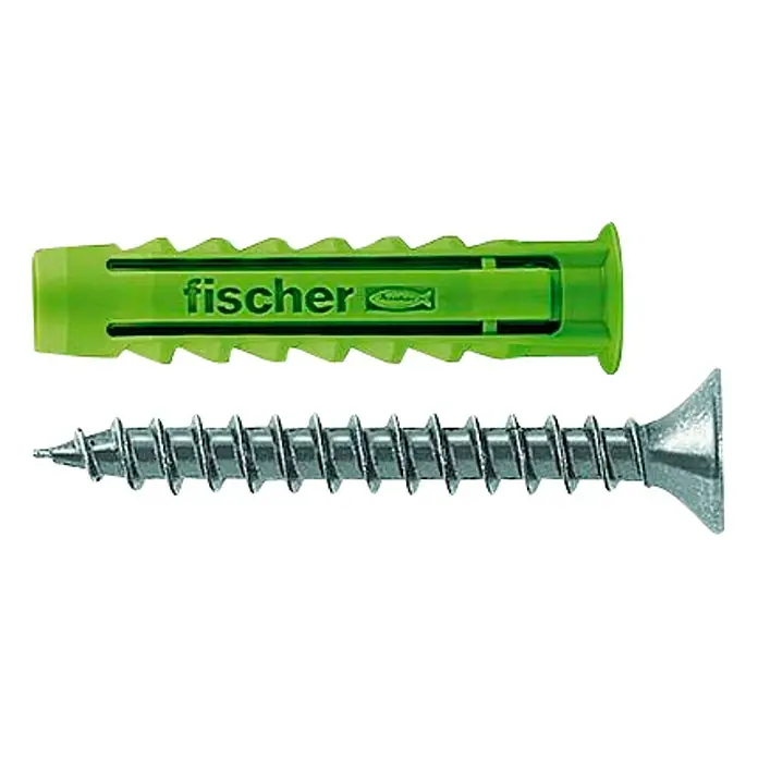 Fischer Spreizdübel-Set SX Green S - Ø x L: 5 x 25 mm, Spanplattenschraube, Nylon, 20 Stk. - Vorderansicht