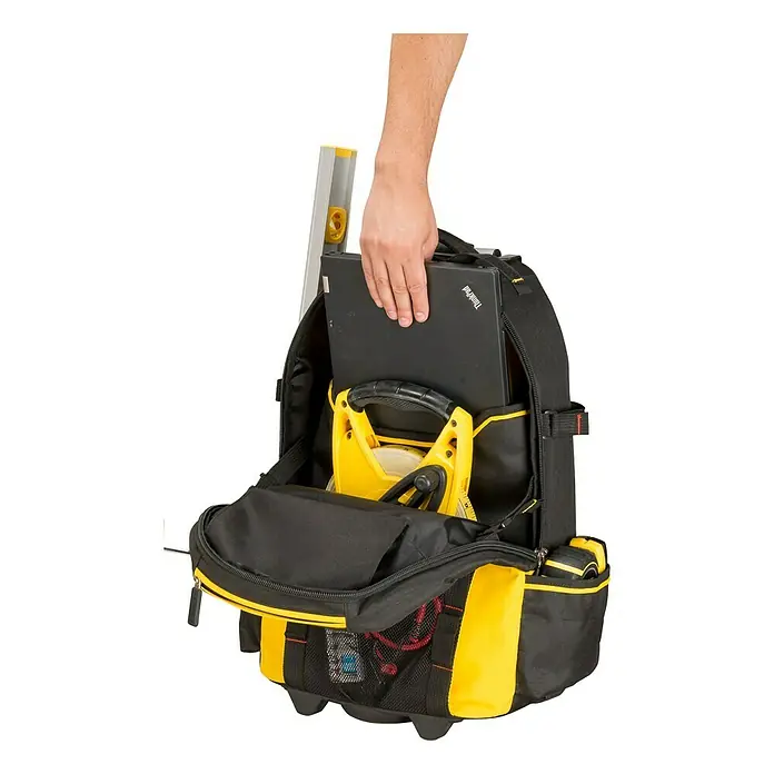 Stanley FatMax Mochila para herramientas - Nylon, Negro/Amarillo, No incluye herramientas - Producto en uso