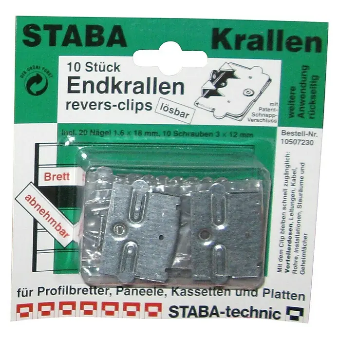 Staba Endkrallen mit Reversclip - 10 Stk. - Vorderansicht