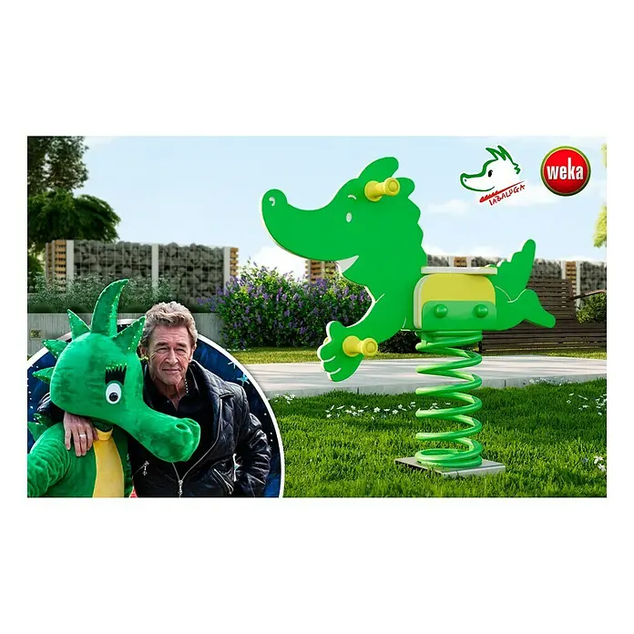 Weka Federwippe Tabaluga - HDPE-Kunststoff, Grün, Höhe: 95 cm