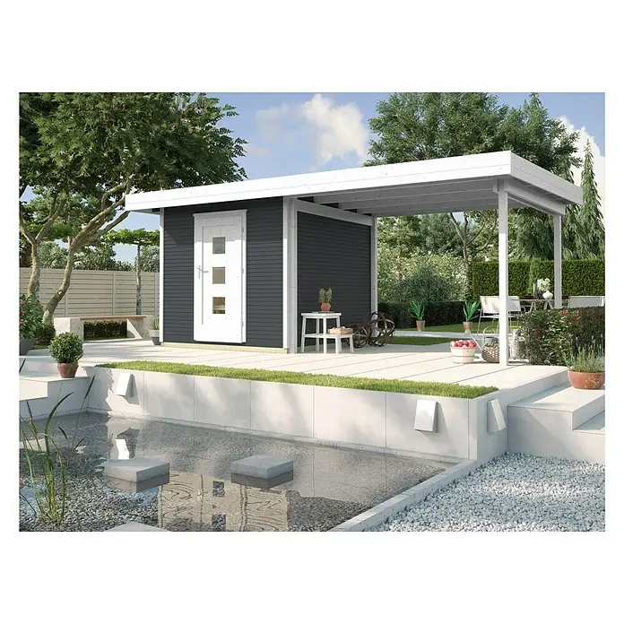 Weka Gerätehaus Weka Line B - 569 x 316 cm, Holz, Anthrazit, Weiß - Stimmungsaufnahme