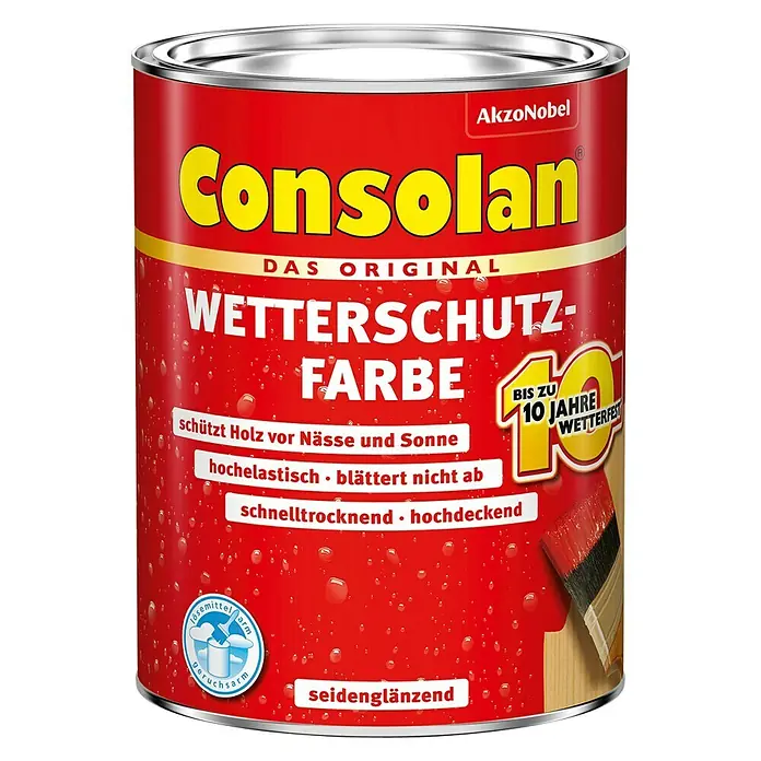 Consolan Wetterschutzfarbe - Anthrazitgrau, Seidenglänzend, 750 ml - Vorderansicht