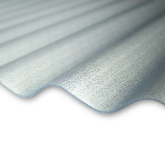 Wellplatte - 2.500 x 900 x 2,2 mm, Polycarbonat, Hellblau, C-Struktur, 76/18 mm, Rund - Vorderansicht