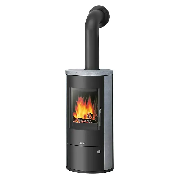 Justus Kaminofen Austin 5 - 5 kW, Raumheizvermögen: 88 m³, Verkleidung: Speckstein, Schwarz - Linke Seitenansicht