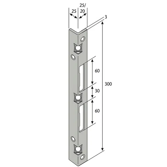 Abus Schließblech SSB 400 - 25 x 25 x 300 mm - Vorderansicht