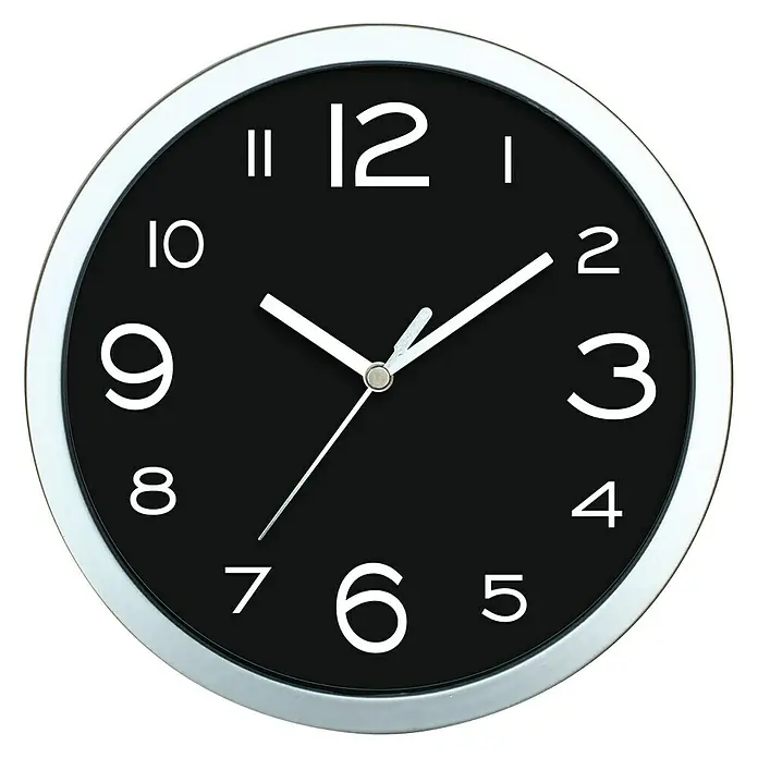 Okrugli zidni sat Basic - Crne boje, Promjer: 20 cm