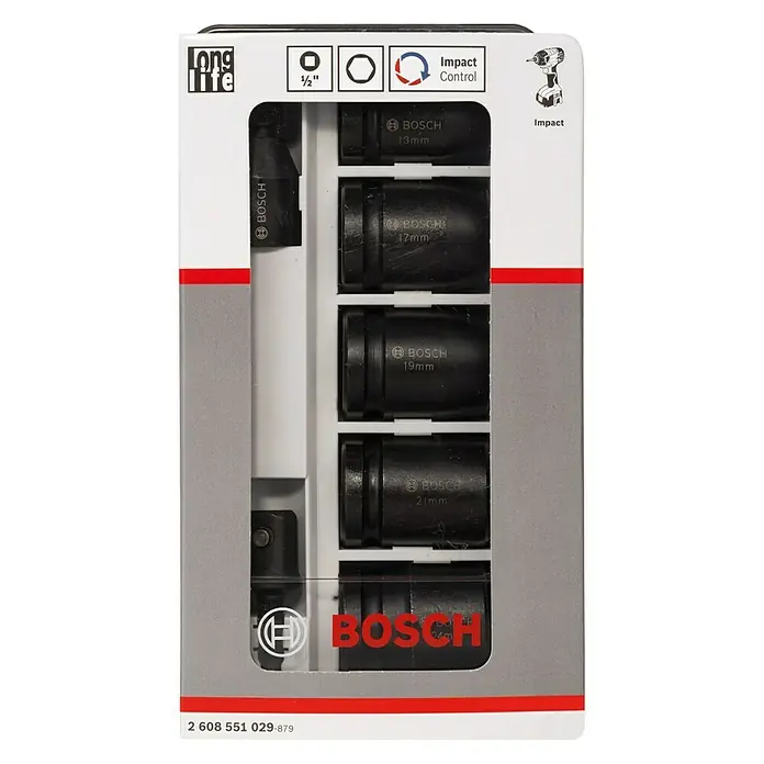Bosch Set nasadnih ključeva i nastavaka Impact Control - 7 -dij., Prikladno za: Udarni odvijač - Pogled sprijeda
