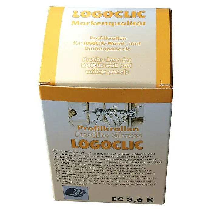 LOGOCLIC Schraub- & Tackerkrallen EC 3,6 K - 100 Stk. - Vorderansicht