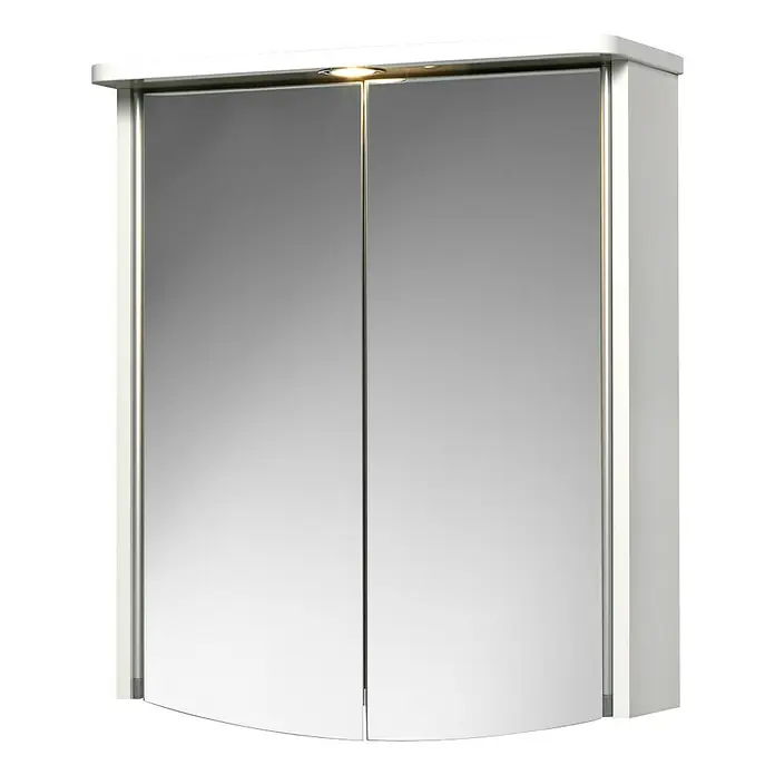 LED-Spiegelschrank Akola - B x H: 55 x 66 cm, Mit Beleuchtung, MDF, Weiß