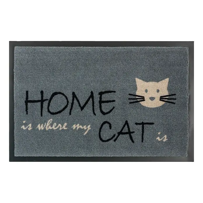 Astra Homelike Sauberlaufmatte Home is where my Cat is - Grau, 40 x 60 cm, 100 % Polyamid - Ansicht von oben