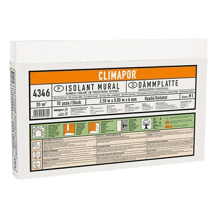 Climapor Izolacijska ploča XPS - 2.500 x 800 x 6 mm, Sadržaj je dovoljan za: 2 m², Ekstrudirani polistirol (XPS) - Pogled sprijeda
