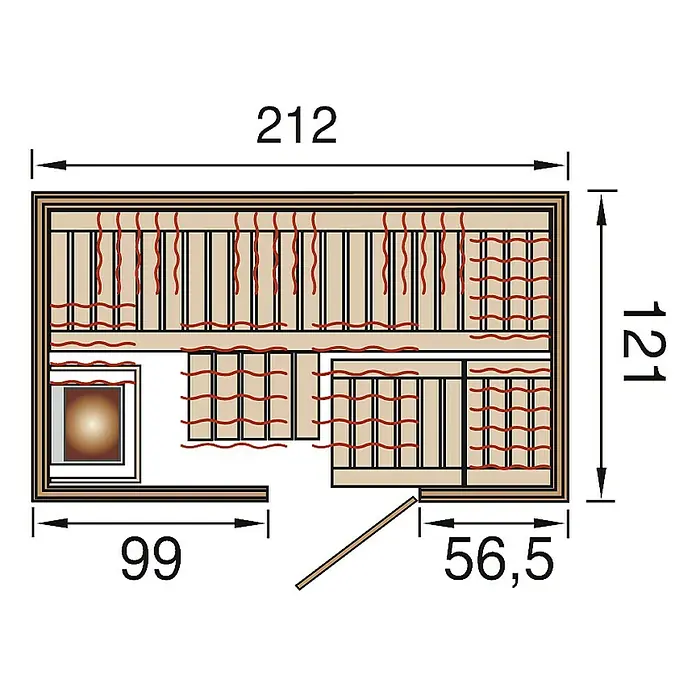 Weka Infrarot-Sauna-Kombikabine 547 - Therm-Flächenstrahler + 3,6 kW Saunaofen, 121 x 212 x 199 cm