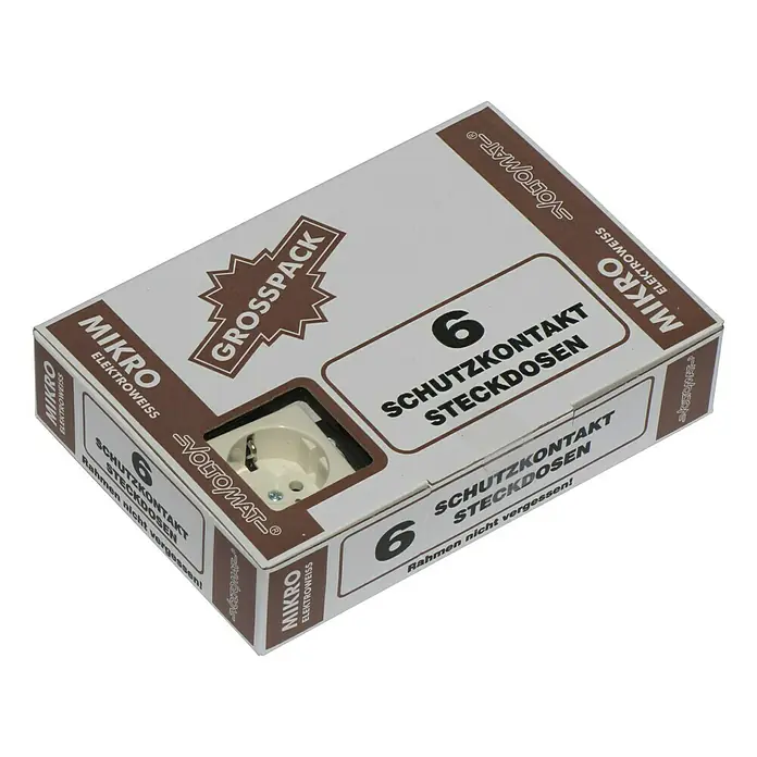 Voltomat MIKRO Steckdose - Elektroweiß, 1-fach, Kunststoff, Unterputz, 6 Stk.