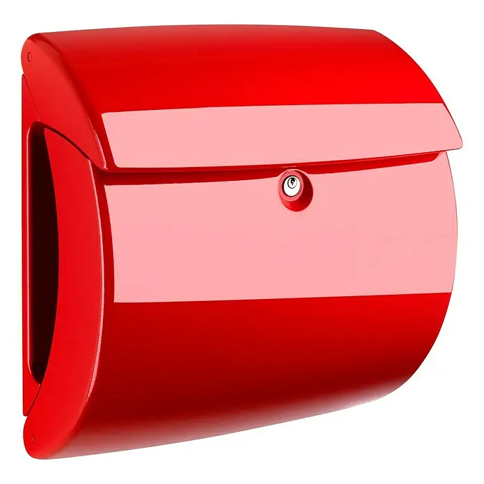 Burg-Wächter Briefkasten Piano 886 - 380 x 178 x 400 mm, Rot, Mit Zeitungsfach, Kunststoff - Vorderansicht