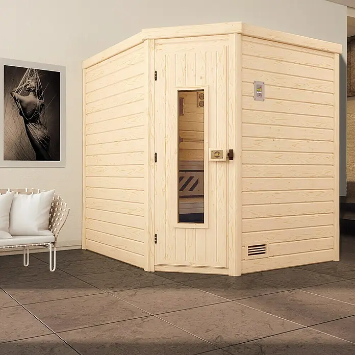 Weka Massivholzsauna 536 HT Gr.1 - Ohne Ofen, 198 x 198 x 205 cm - Stimmungsaufnahme