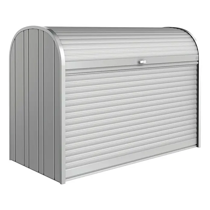 Biohort Garten-Aufbewahrungsbox StoreMax 190 - Silber Metallic, 190 x 97 x 136 cm, Stahl - Linke Seitenansicht