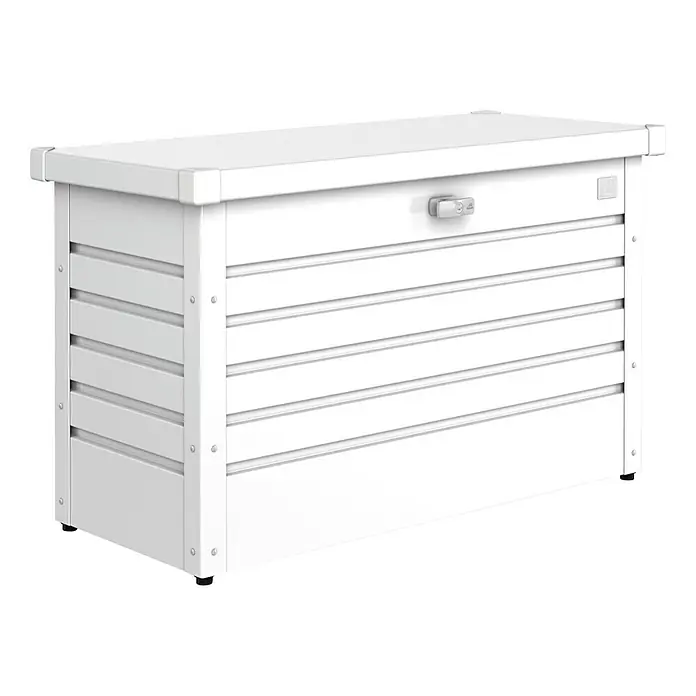 Biohort Garten-Aufbewahrungsbox FreizeitBox 100 - L x B x H: 101 x 46 x 61 cm, Weiß, Stahl - Linke Seitenansicht