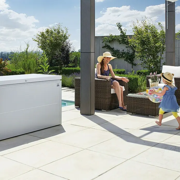 Biohort Garten-Aufbewahrungsbox LoungeBox - L x B x H: 160 x 70 x 84 cm, Silber Metallic, Stahl - Linke Seitenansicht