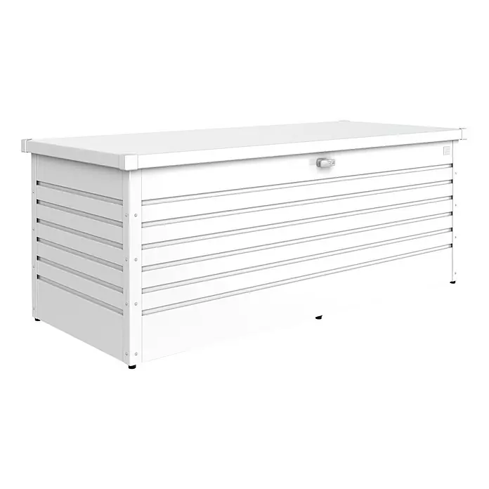 Biohort Garten-Aufbewahrungsbox FreizeitBox 180 - L x B x H: 181 x 79 x 71 cm, Weiß, Stahl - Rechte Seitenansicht