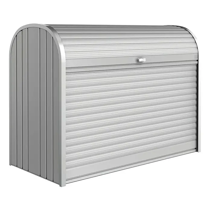 Biohort Garten-Aufbewahrungsbox StoreMax 160 - Silber Metallic, 163 x 78 x 120 cm, Stahl - Linke Seitenansicht