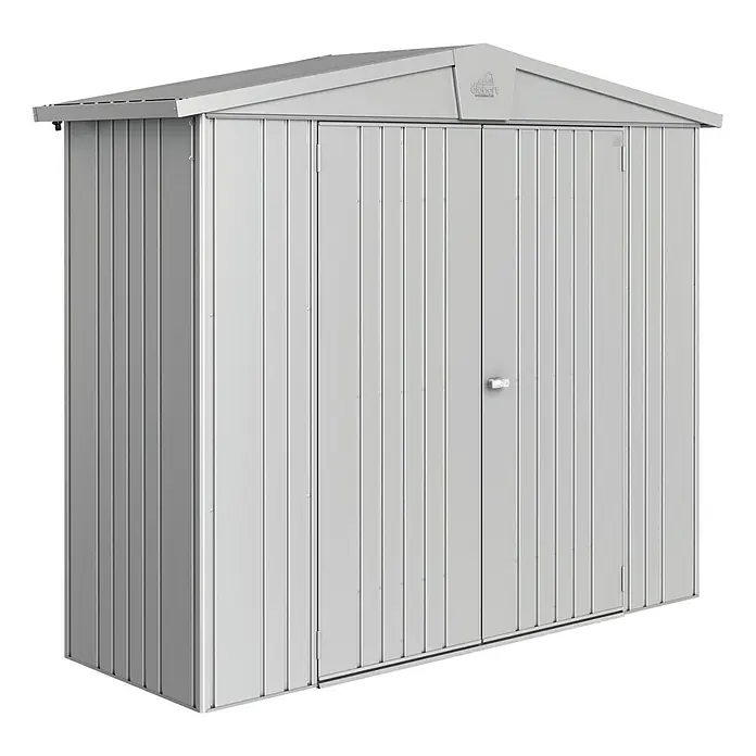 Biohort Gerätehaus Europa - 172 x 156 cm, Stahl, Silber Metallic - Linke Seitenansicht