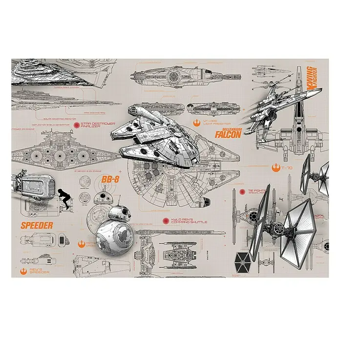 Komar Star Wars Fototapete Blueprints - 8 -tlg., B x H: 368 x 254 cm, Papier - Vorderansicht