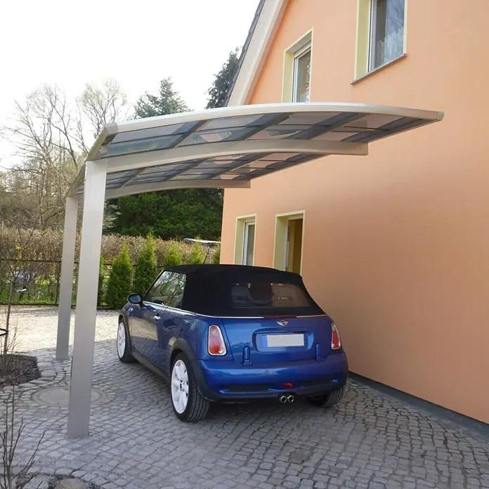 Ximax Carport Portoforte 110 - 4,9 x 2,7 m, Einfahrtshöhe: Max. 2,2 m, Edelstahloptik, Schneelast: 137 kg/m² - Stimmungsaufnahme