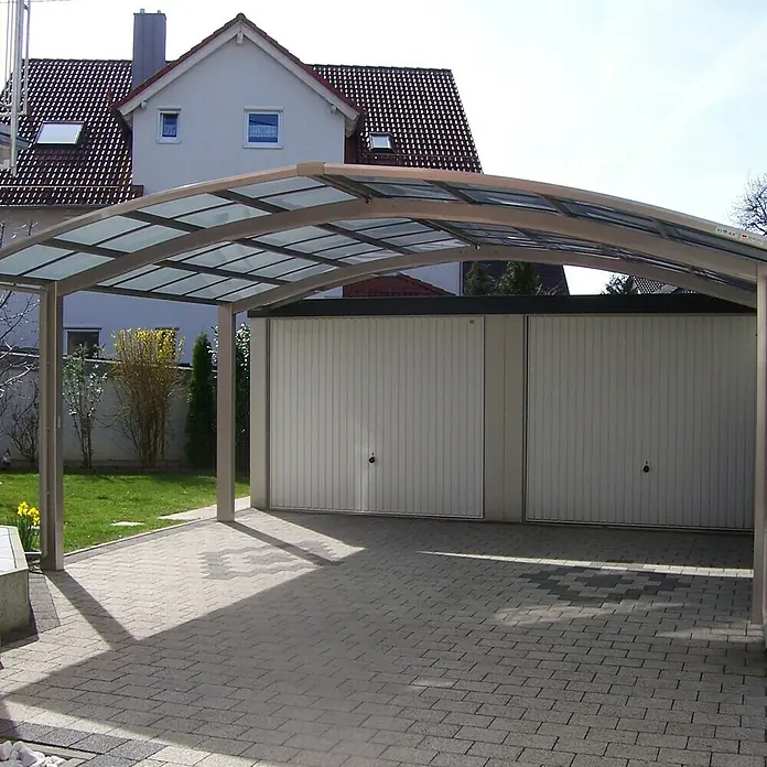Ximax Carport Portoforte M 80 - 2,4 x 5,4 m, Einfahrtshöhe: Max. 2,2 m, Edelstahloptik, Schneelast: 100 kg/m²