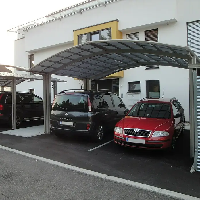 Ximax Carport Portoforte M 110 - 4,9 x 5,4 m, Einfahrtshöhe: Max. 2,2 m, Edelstahloptik, Schneelast: 137 kg/m²