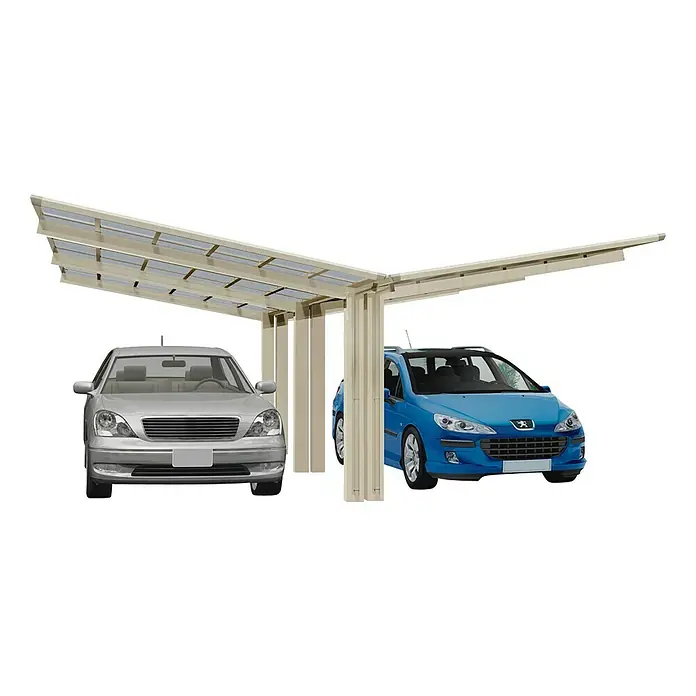 Ximax Carport LINEA Y 80 - 4,9 x 5,4 m, Einfahrtshöhe: 2,2 m, Edelstahloptik, Schneelast: 100 kg/m²