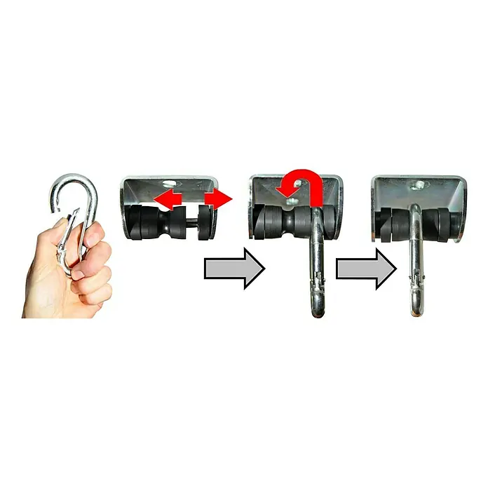 Marathon Aufhängesystem-Set - Geeignet für: Kanthölzer 9 x 9 cm, Belastbarkeit: 125 kg, Kugellager, Verzinkt - Vorderansicht