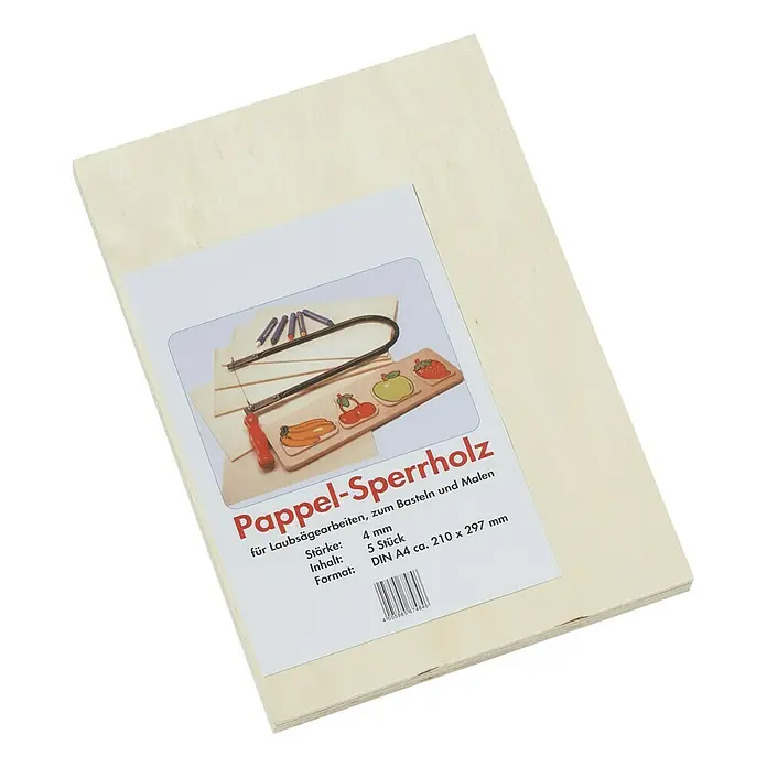 Sperrholz - Pappel, A4, 297 x 210 x 4 mm, 5 Stk.