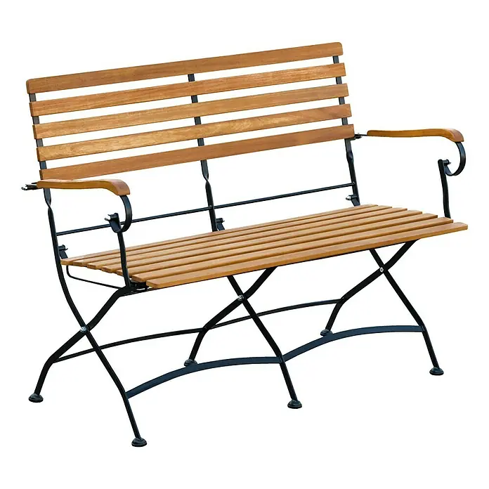 Sunfun Moni Sklopiva klupa - Duljina: 120 cm, Drvo akacije, Prirodno smeđe boje, Crne boje