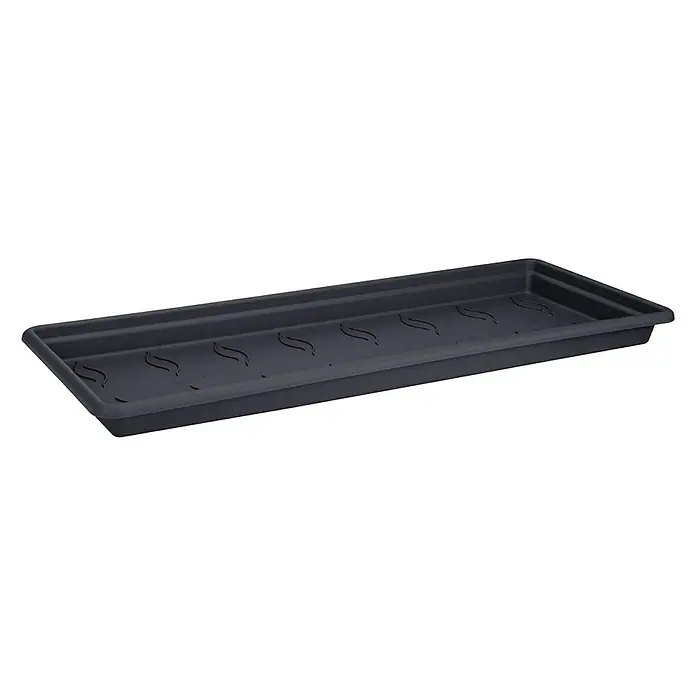 Elho Green Basics Podloška za teglu Garden XXL - 54 x 26 x 5 cm, Plastika, Crne boje - Pogled sprijeda