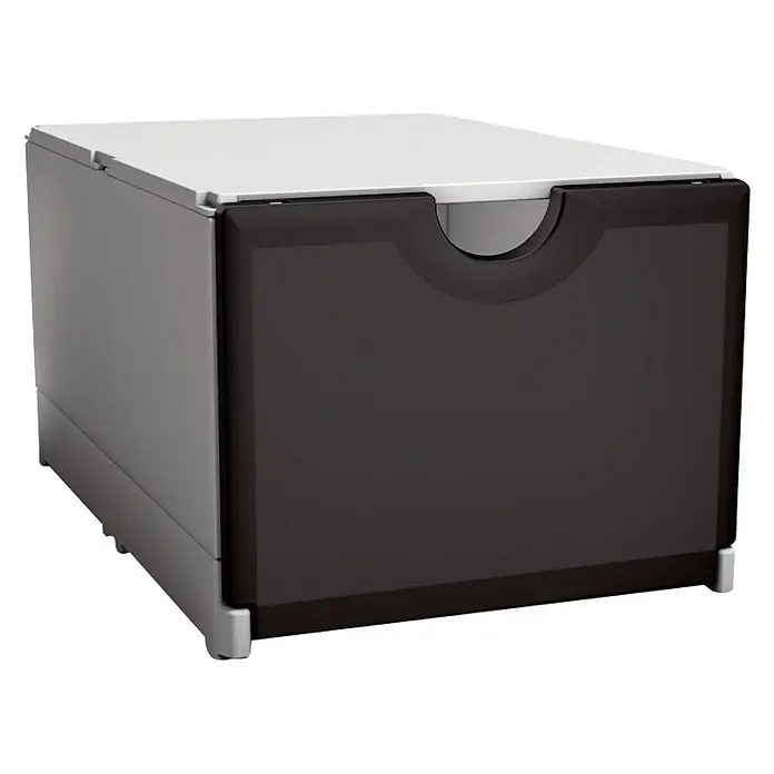 Surplus Systems Aufbewahrungsbox Plus Box - Weiß/Schwarz, 39,8 x 26,5 x 20,7 cm, Stapellast: 50 kg - Vorderansicht