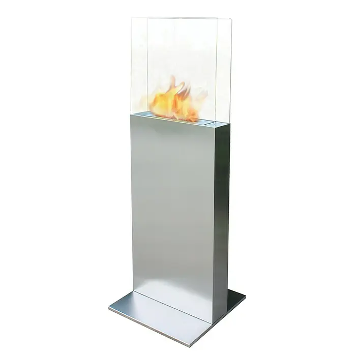 Purline Chimenea de bioetanol Clio - 45 x 12 x 137 cm, Plateado - Vista frontal